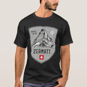 Camiseta Zermatt Mountain Suiça Emblem Hoodie