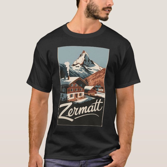 Camiseta Zermatt Suiça Art Vintage (Frente)