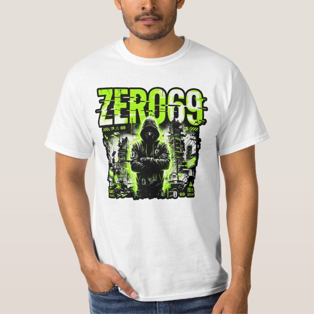 Camiseta ZERO69 Glitch Division – Protocolo Caos Cyberpunk (Frente)