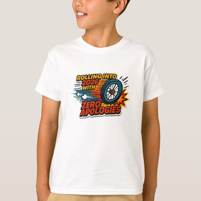 Camiseta “Zero Apologies” Rolling Into 2026 Wheelchair (Frente)