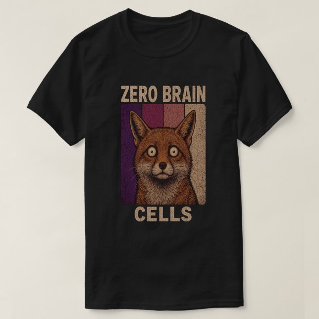 Camiseta Zero Células Cerebrais Raposa Meme – Animal Engraç (Frente do Design)