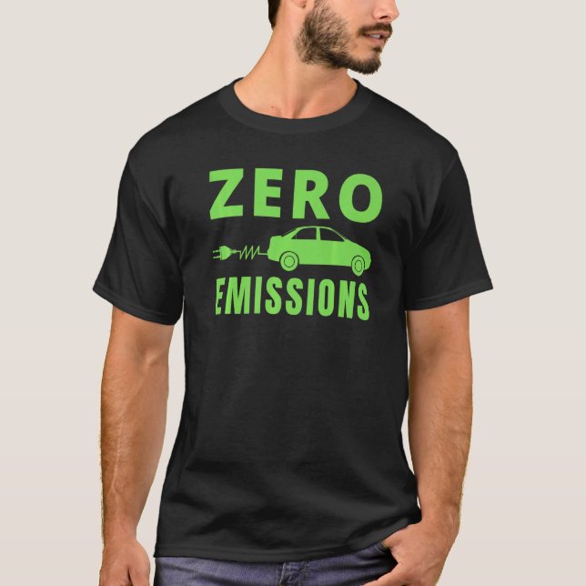 Camiseta Zero Emissões 100% Do Tempo Carro Elétrico EV (Frente)