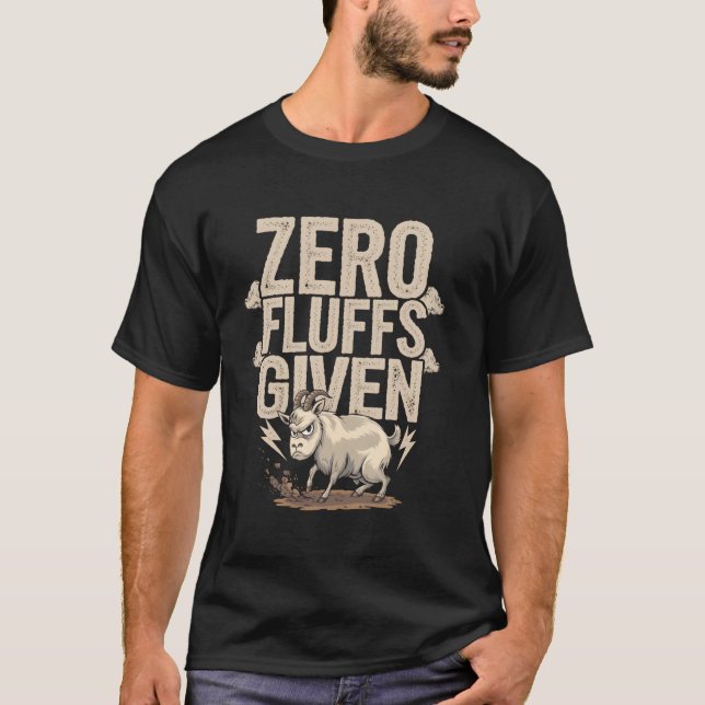 Camiseta Zero FluFF Com Engraçado Humor De Cabra Irritado (Frente)