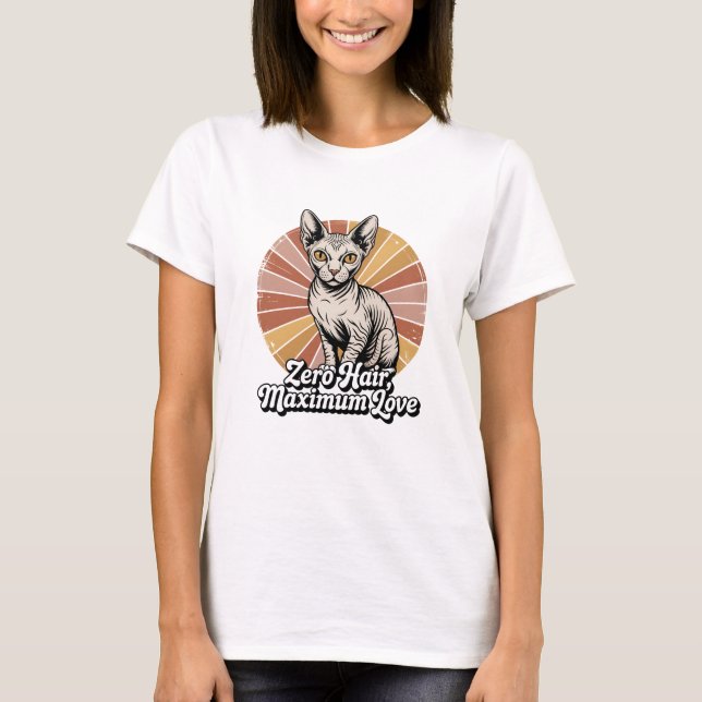 Camiseta Zero Hair Maximum Love Sphynx Retro (Frente)