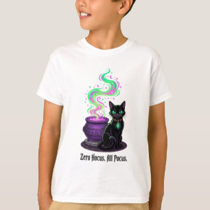 Camiseta Zero Hocus Pocus Gato Divertido Bruxa Caldeirão