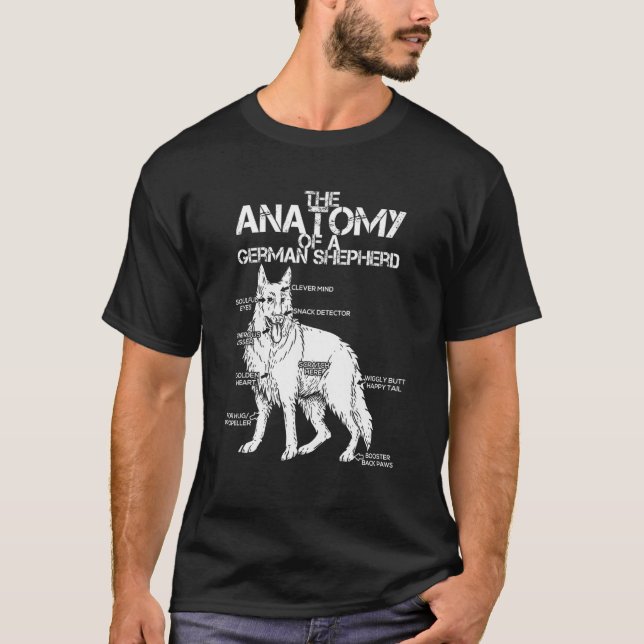Camiseta Zero Latido 30 Anatomia Do German shepherd Para Mi (Frente)