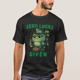 Camiseta Zero Lucks Given Cute Owl St Patricks Day Party W
