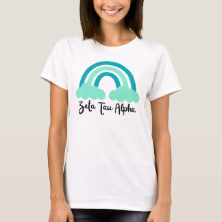 Camiseta Zeta Tau Alpha Irmandade Teal Verde Arco-íris