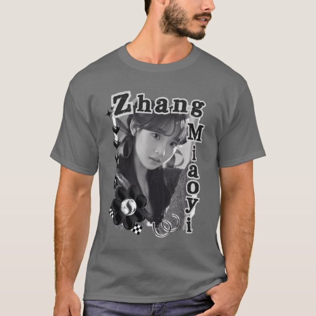 Camiseta Zhang Miao Yi China Drama Atriz Black and Whit (Frente)