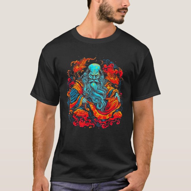 Camiseta Zhong Kui Chinês Folclore Taoist Hunter Demon (Frente)