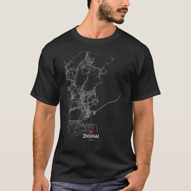 Camiseta zhuhai china City map Travel souvenir hometown (Frente)
