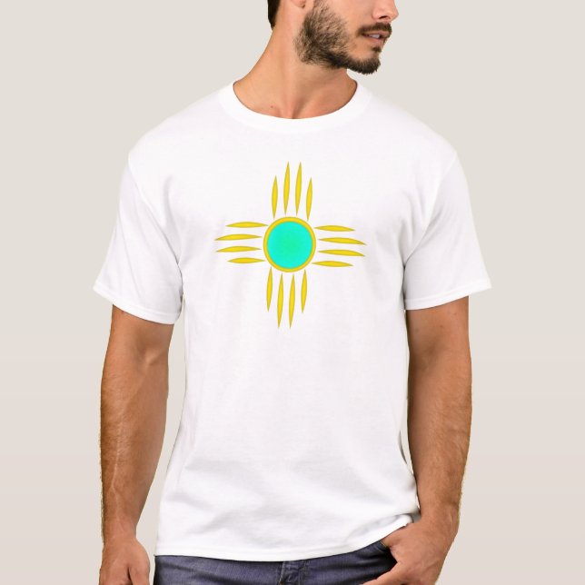 Camiseta Zia Amarelo com Turquoise Center (Frente)