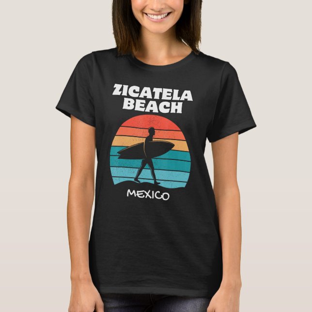 Camiseta ZICATELA BEACH MEXICO Surf Retro Sunset Surfing (Frente)