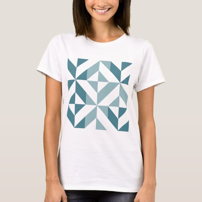 Camiseta ZigZag Geométrico com Duas Pontas Verde Teal (Frente)