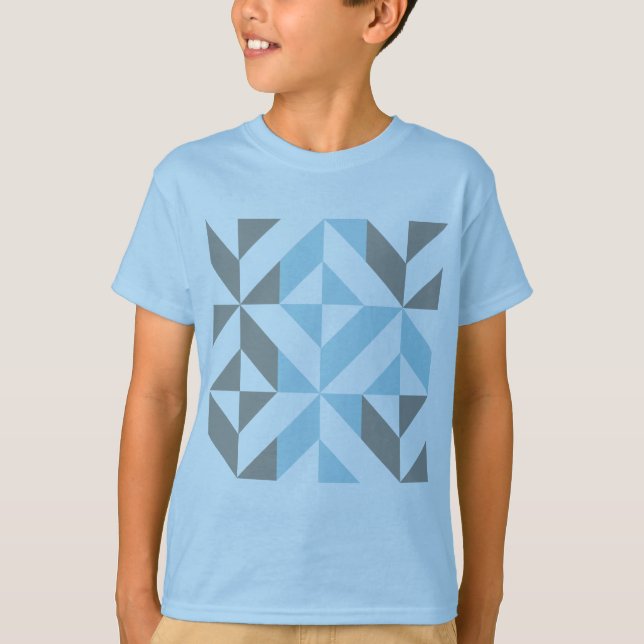 Camiseta ZigZag Geométrico de Azul e Prata (Frente)