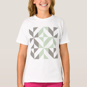 Camiseta ZigZag Geométrico de Sage Green e Silver
