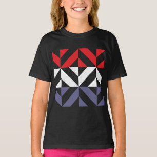 Camiseta ZigZag Geométrico Vermelho Branco e Azul
