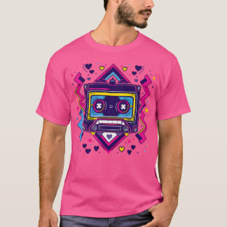 Camiseta Zigzags Hearts Cassette Tape Design 90S Rb