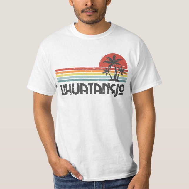 Camiseta Zihuatanejo México - Retro Sunset Vi na Praia Mexi (Frente)