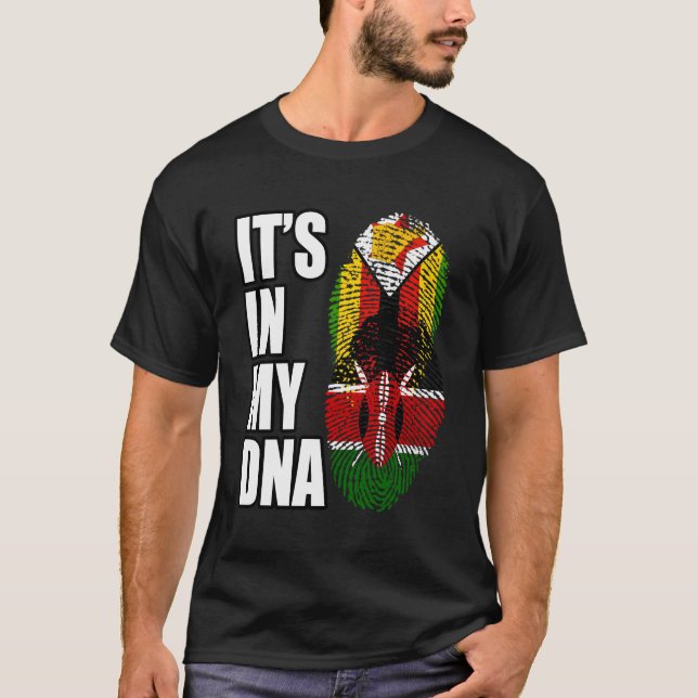 Camiseta Zimbábue E Quênia Misturar Heritage Dna Flag (Frente)
