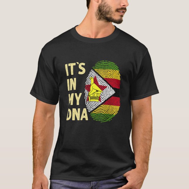 Camiseta Zimbábue Em Minha Equipe De Bandeira Do Dna Zimbáb (Frente)