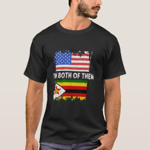 Camiseta Zimbábue Eu sou ambos EUA América Zimbabué