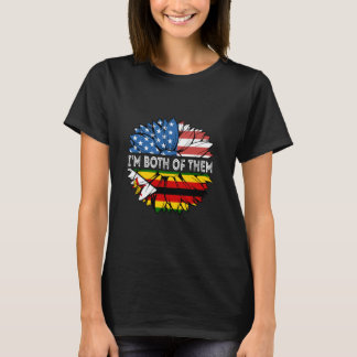 Camiseta Zimbábue Eu sou ambos EUA Sunflower Zimbabwe