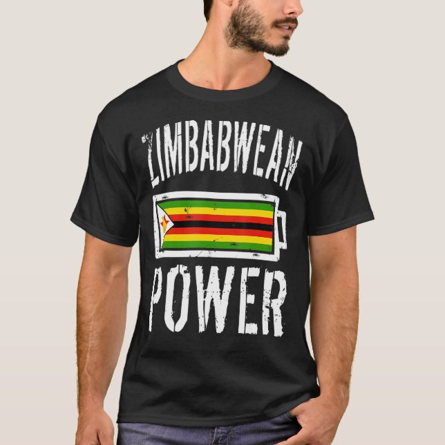 Camiseta Zimbábue Flag T-Shirt Zimbábue Power Battery Pro (Frente)