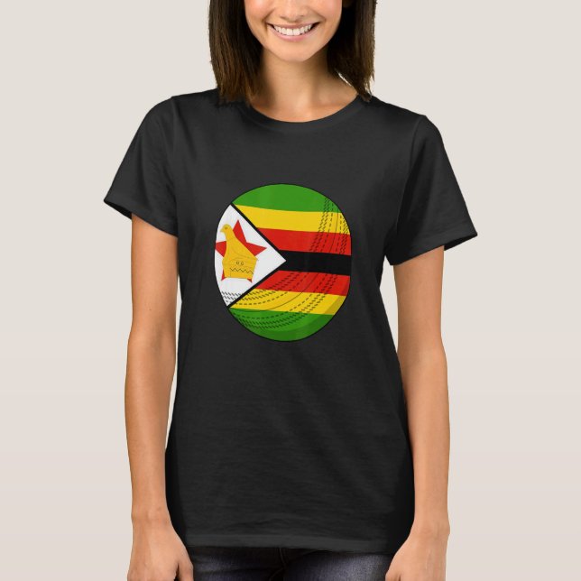 Camiseta Zimbabwe Cricket Ball Black People Cricket Fan Fla (Frente)