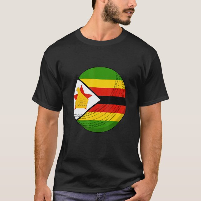 Camiseta Zimbabwe Cricket Ball Black People Cricket Fan Fla (Frente)