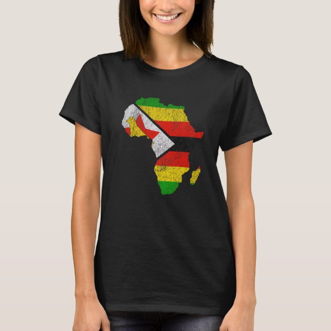 Camiseta Zimbabwe Flag Africa Continent Silhouette Gift Zim (Frente)
