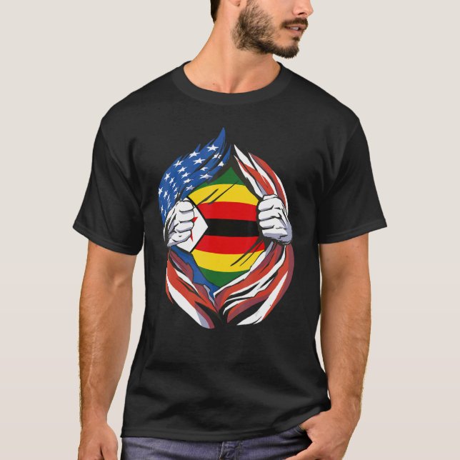 Camiseta Zimbabwe Flag American Proud of My Zimbabwean Heri (Frente)