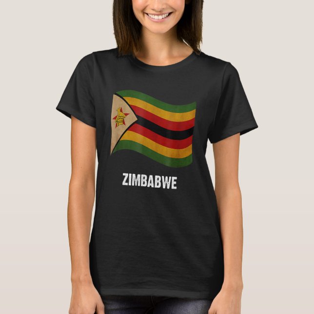 Camiseta Zimbabwe Flag Vintage Pride do Zimbábue (Frente)