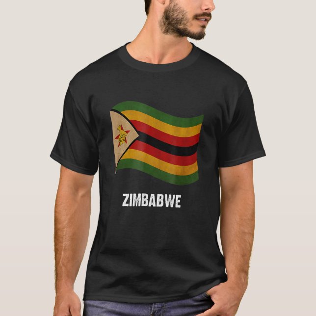 Camiseta Zimbabwe Flag Vintage Pride do Zimbábue (Frente)