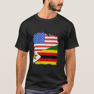 Camiseta Zimbabwe Raízes Zimbabuenses EUA América Bandeira 