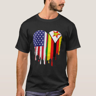 Camiseta Zimbabwean American Patriot Grown Country Melting