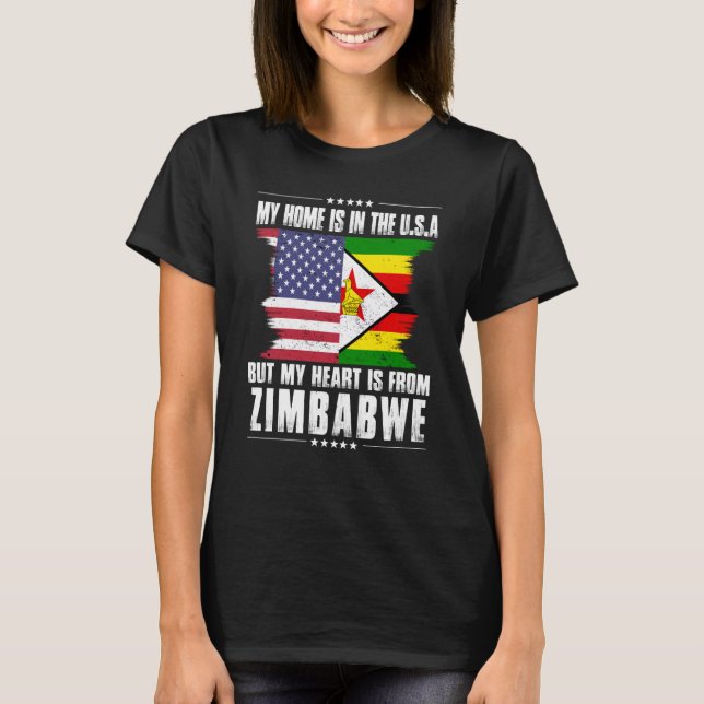 Camiseta Zimbabwean American Patriot Grown Proud Home Heart (Frente)