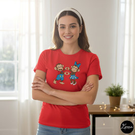 Camiseta Zina e Mimo fazem um coração com as mãos