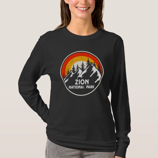 Camiseta Zion National Park Mountain Trees & Sun Camping Hi (Frente)
