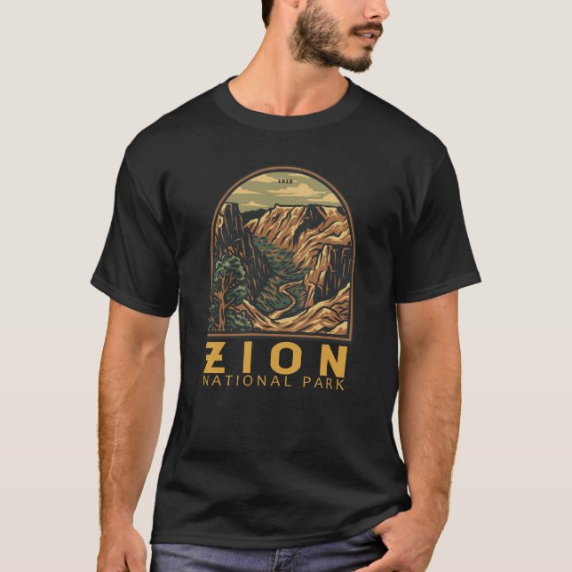 Camiseta Zion National Park Retro Emblem (Frente)