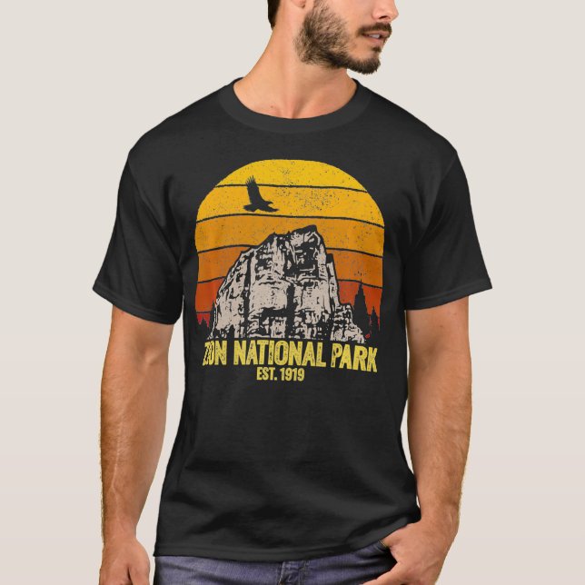 Camiseta Zion National Park Retro Vintage Distressed  (Frente)