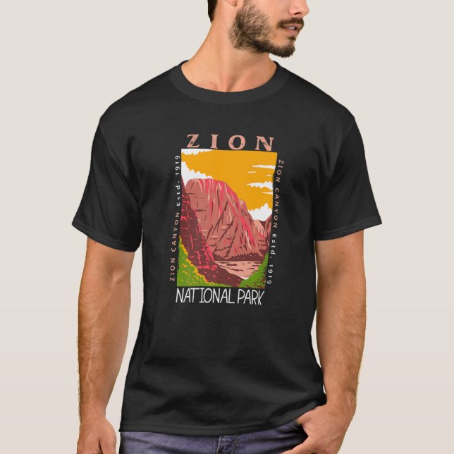 Camiseta Zion National Park Utah Zion Canyon Distressed Vin (Frente)