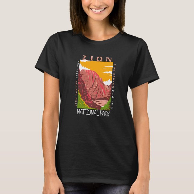 Camiseta Zion National Park Utah Zion Canyon Distressed Vin (Frente)