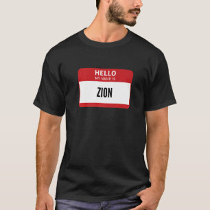 Camiseta Zion Nome de etiqueta Olá Meu Nome É Zion
