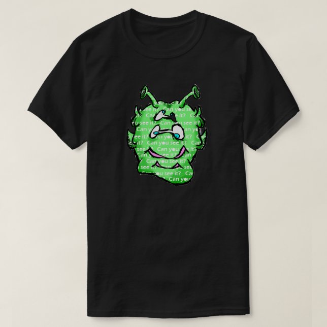 Camiseta Zippy Trippy Alienígena fica verde (Frente do Design)