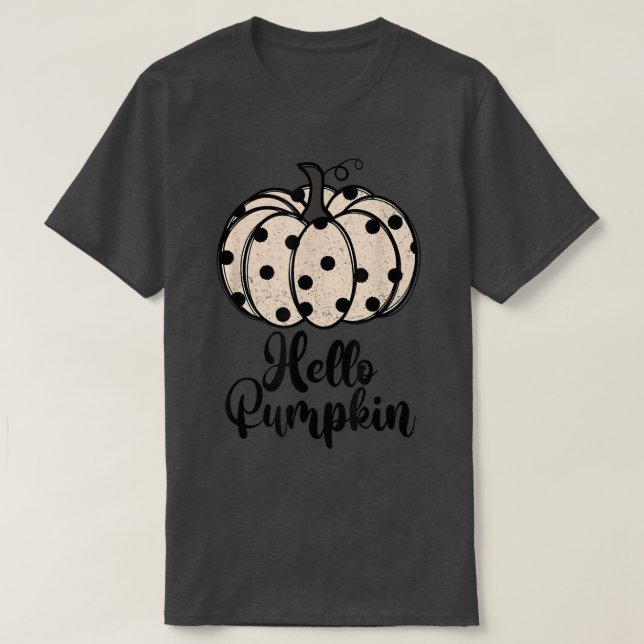 Camiseta Zj4W Hello Pumpkin White Pumpkin Ouumpkin Outono O (Frente do Design)