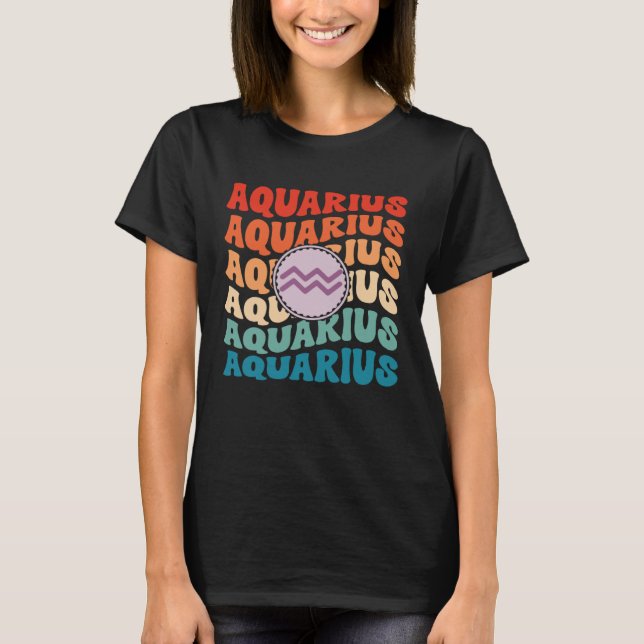 Camiseta Zodiac Aqiarius Horoscope Retro Groovy Aquarius Zo (Frente)