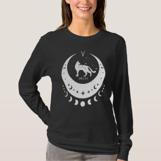 Camiseta Zodiac Aries Horoscope Astrology Cat Crescent Moon