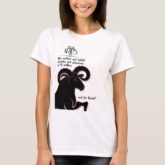 Camiseta Zodiac Aries Ram com Traços para Ela (Frente)