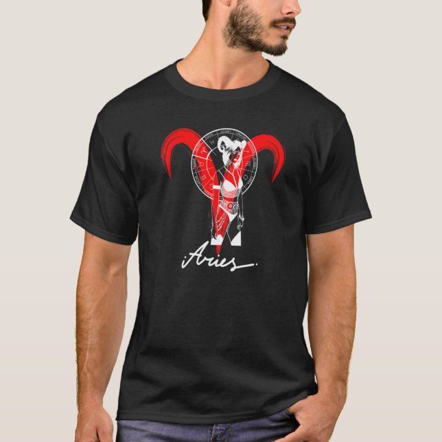 Camiseta Zodiac Astrology Horoscope Gothic Aries   (Frente)